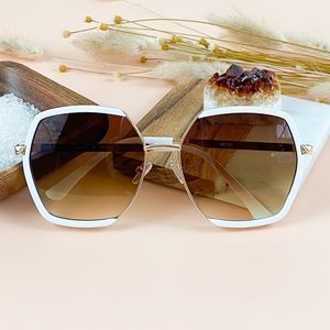 White/Gold Hexagon Sunglasses